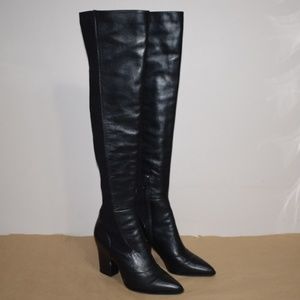 Sam Edelman Black Over-the-Knee Pointed Toe Block Heel Boots